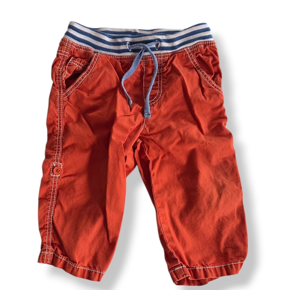 Baby Boden Boys Burnt Orange Roll Up Canvas Cargo Pants 12-18 Months